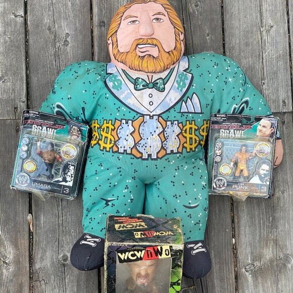 Vintage 1990s WWF WWE Wrestling Toys Bundle - Sealed CM Punk, Stuffie & More - Picture 2 of 10